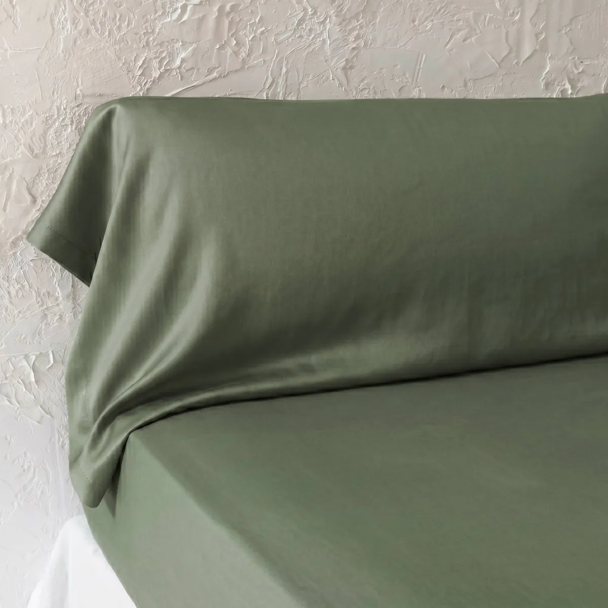 Rechteckiger Nackenrollenbezug aus gewaschenem TENCEL™ Lyocell (27 x 185 cm) Olivia Rosmaringrün