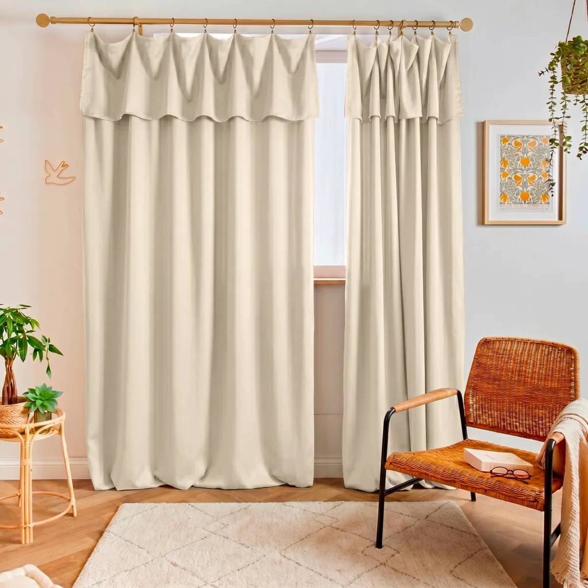 Rideau lyocell Tencel™ ajustable (140 x max 270 cm) Olivia Beige pampa