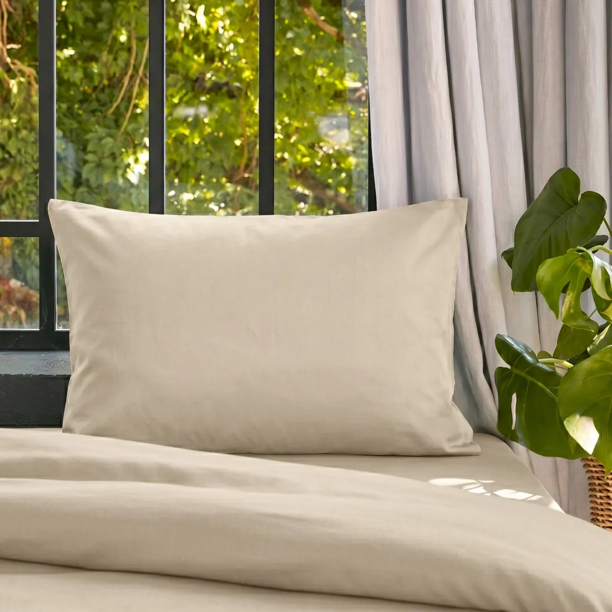 Federa cuscino letto rettangolare lyocell Tencel™ lavato (50 x 80 cm) Olivia Beige pampa