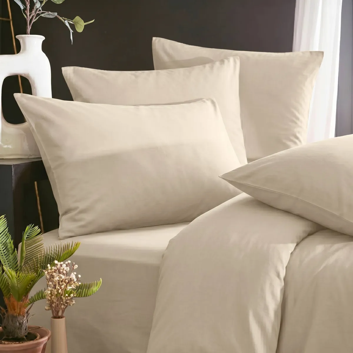 Spannbettlaken aus TENCEL™ Lyocell (140 x 190 cm) Olivia Beige pampa