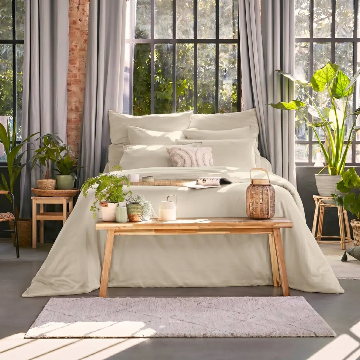 Funda nórdica lyocell Tencel™ lavado (280 x 240 cm) Olivia Beige pampa