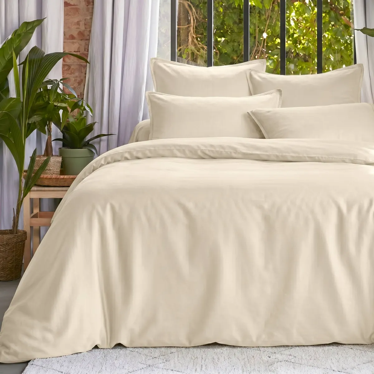 Bettbezug aus gewaschenem TENCEL™ Lyocell (260 x 240 cm) Olivia Beige pampa