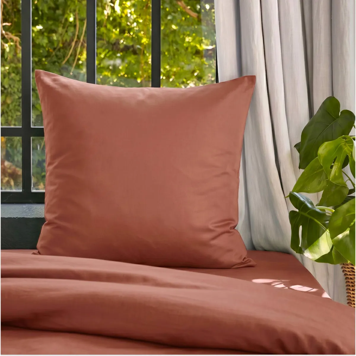 Federa cuscino letto quadrata lyocell Tencel™ lavato (63 x 63 cm) Olivia Terracotta