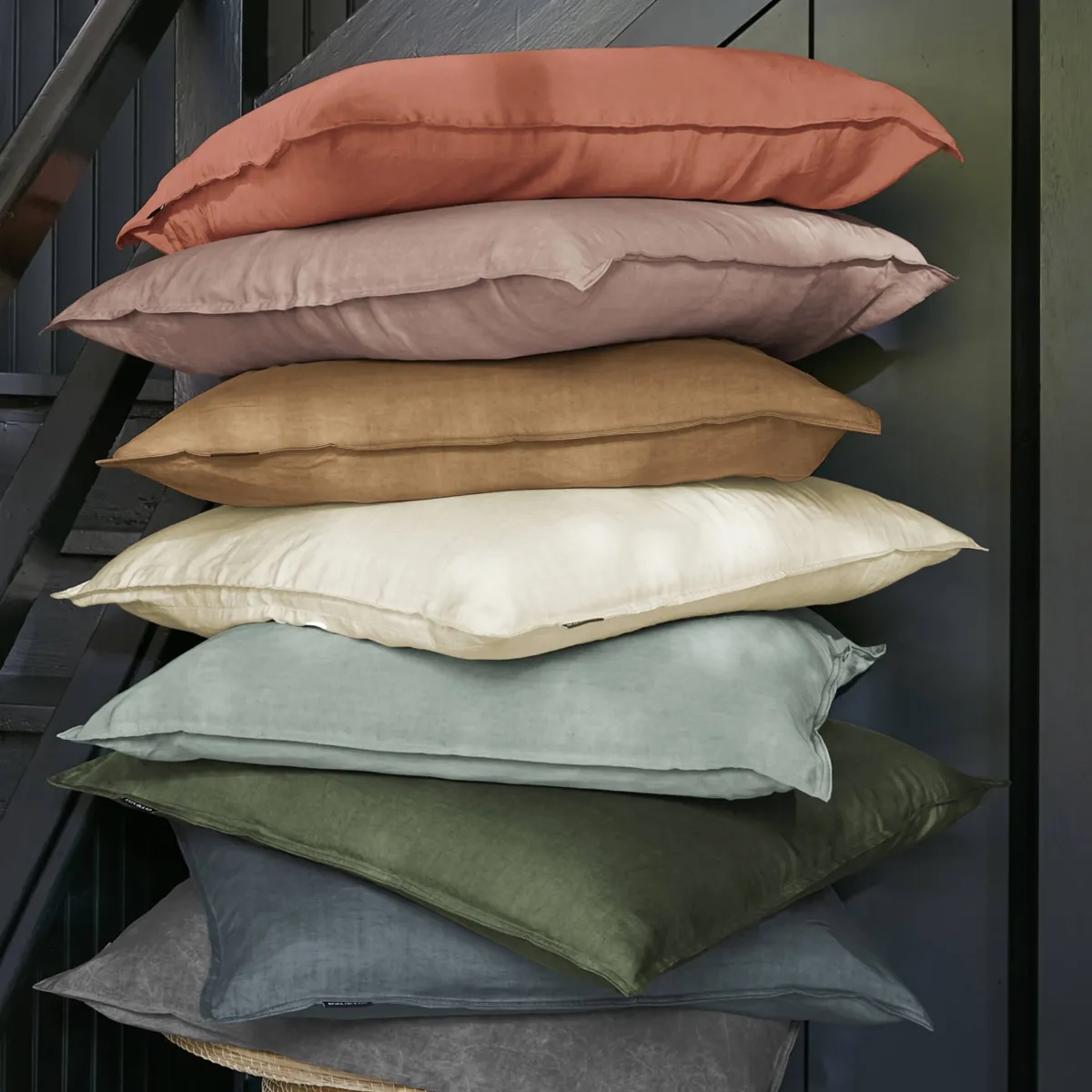 Drap housse lyocell Tencel™ lavé (160 x 200 cm) Olivia Terracotta