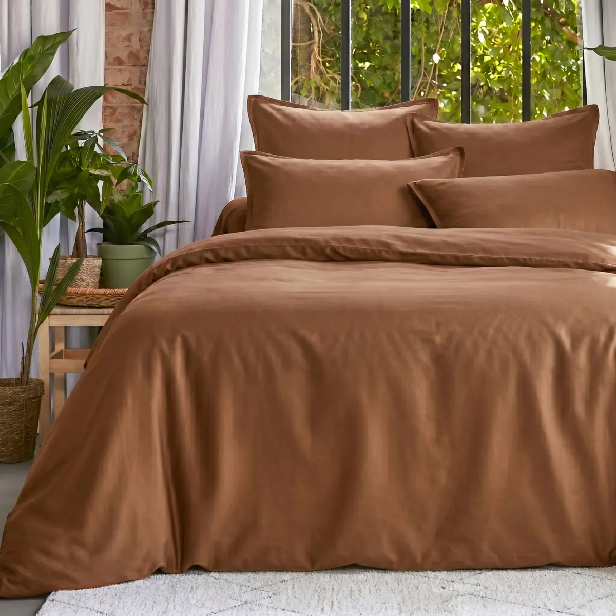 Housse de couette lyocell Tencel™ lavé (260 x 240 cm) Olivia Camel