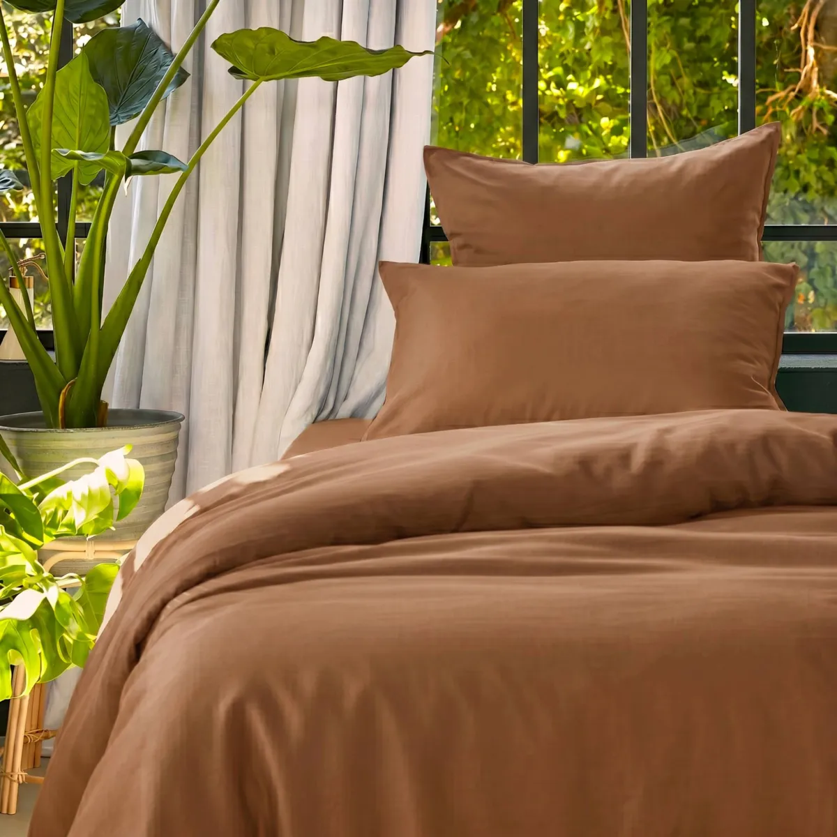 Housse de couette lyocell Tencel™ lavé (140 x 200 cm) Olivia Camel