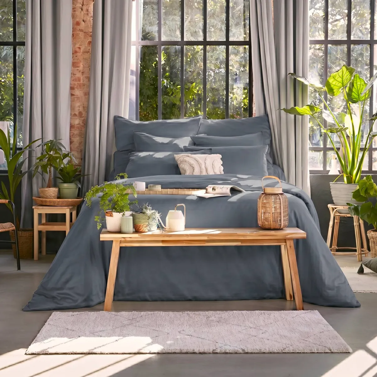Bettbezug aus gewaschenem TENCEL™ Lyocell (140 x 200 cm) Olivia Sturmblau