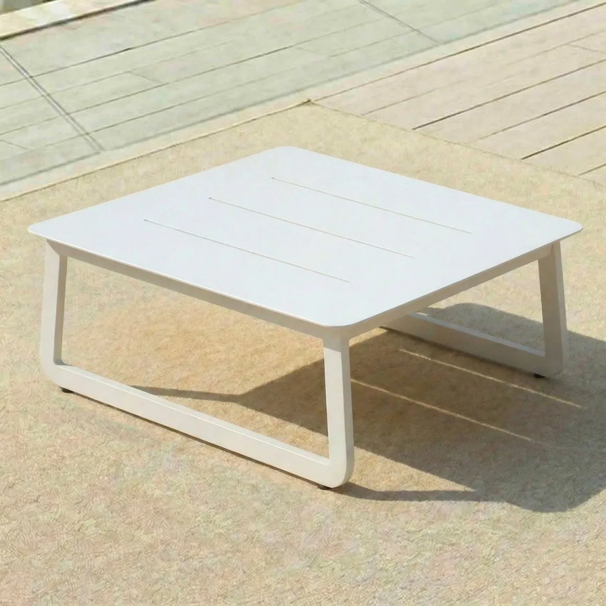 Salon de jardin en aluminium 4 places 4 pcs Long Beach Blanc cendré et gris clair