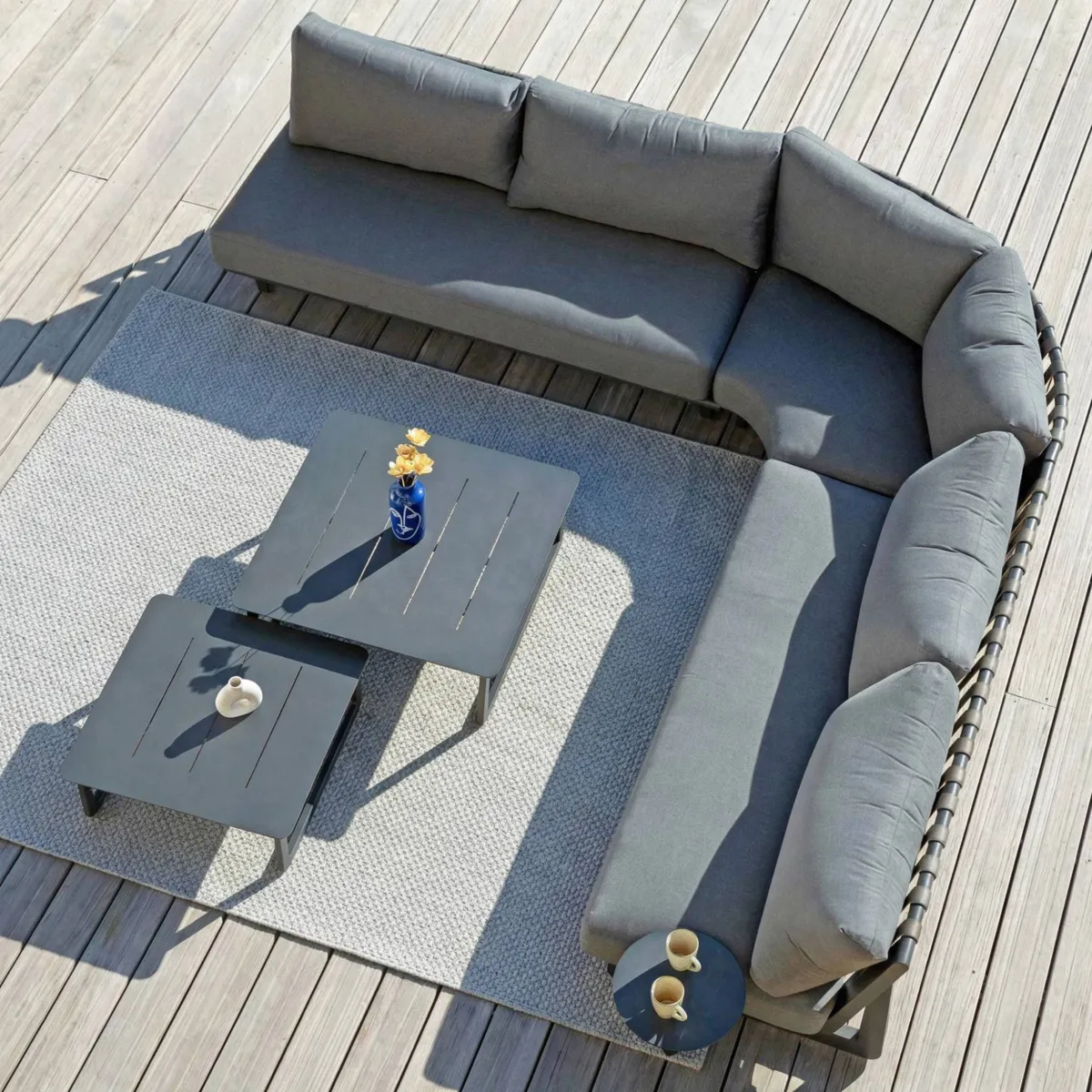 Set angolare da giardino in alluminio 5 posti Long Beach Grigio antracite