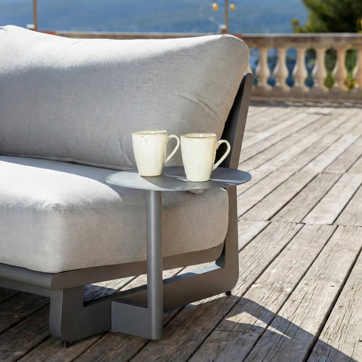 Salon de jardin d'angle en aluminium 5 places Long Beach Gris anthracite et gris clair