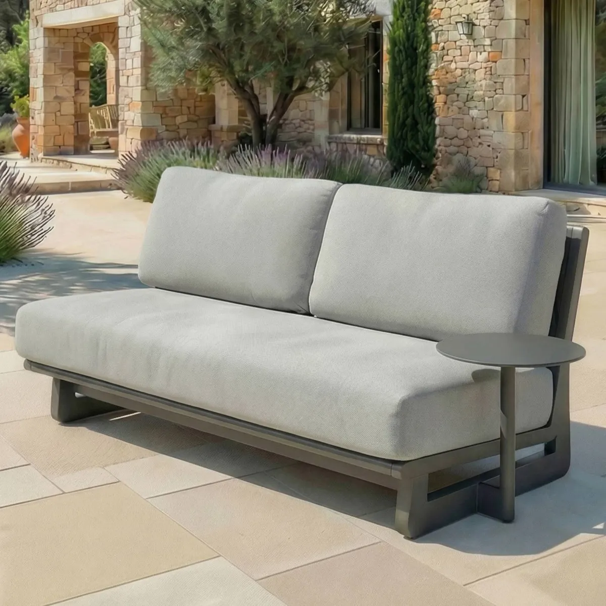 Salon de jardin en aluminium 4 places 4 pcs Long Beach Gris anthracite et gris clair