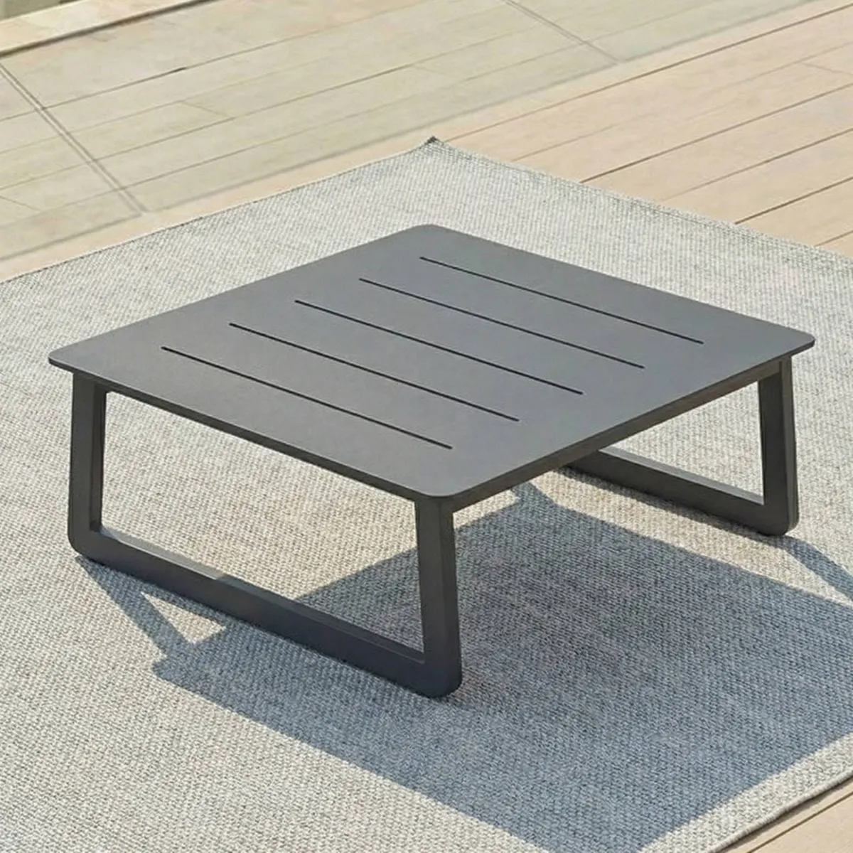 Salon de jardin en aluminium 4 places 4 pcs Long Beach Gris anthracite