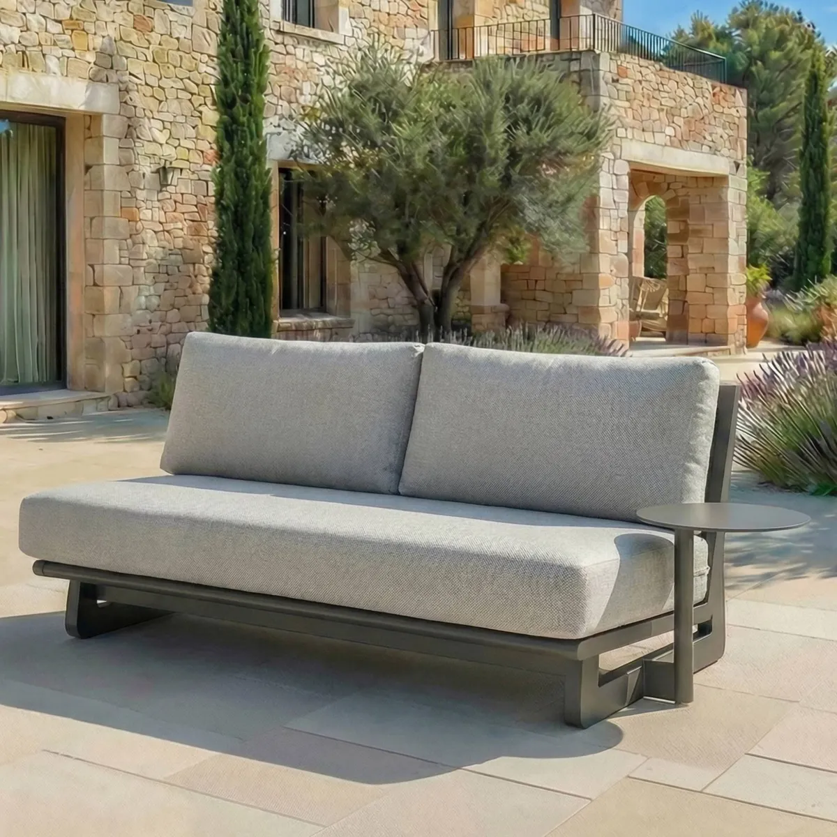 Salon de jardin en aluminium 4 places 4 pcs Long Beach Gris anthracite et taupe