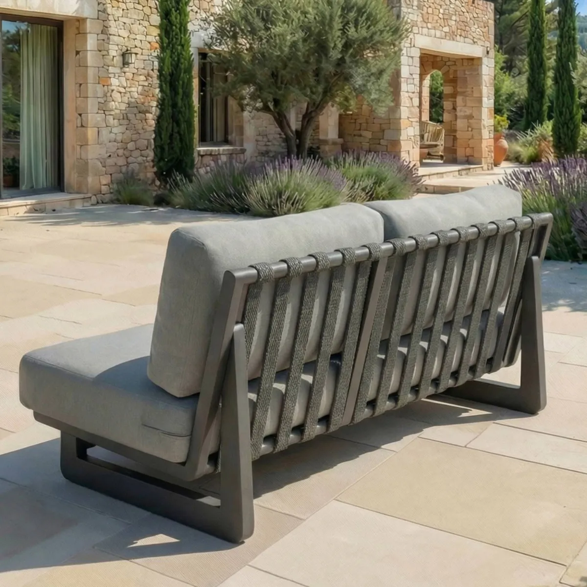 Salon de jardin en aluminium 4 places 4 pcs Long Beach Gris anthracite et taupe