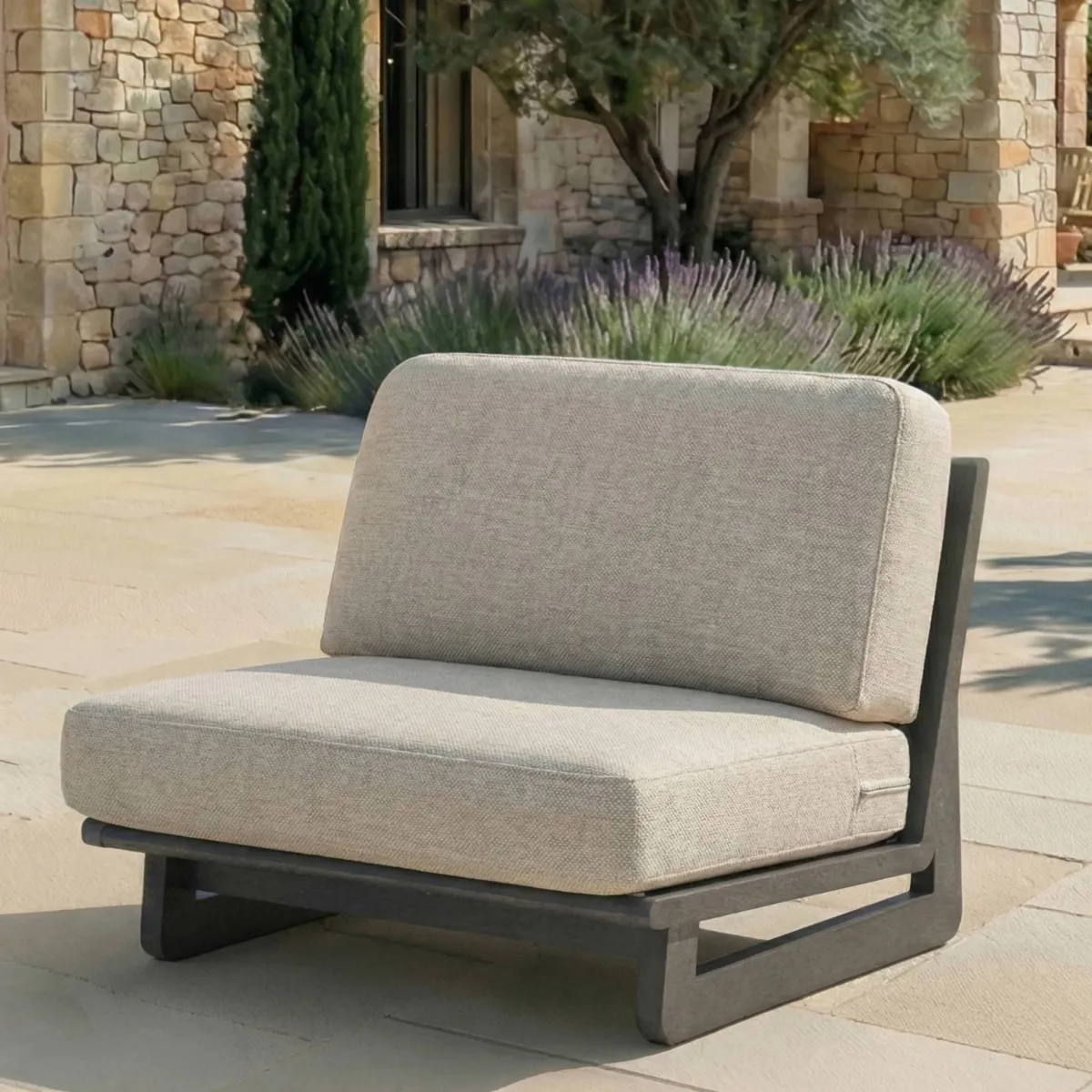 Salon de jardin en aluminium 4 places 4 pcs Long Beach Gris anthracite et taupe