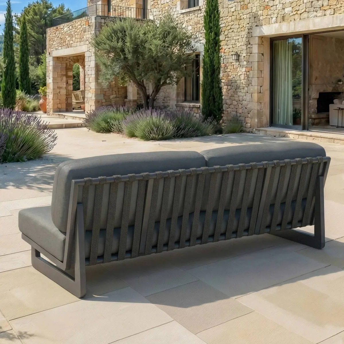 Salon de jardin en aluminium 8 places 6 pcs Long Beach Gris anthracite