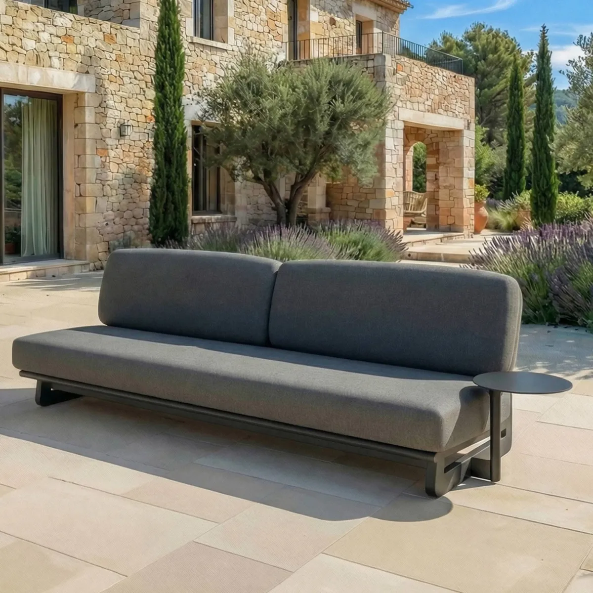 Salon de jardin en aluminium 7 places 6 pcs Long Beach Gris anthracite