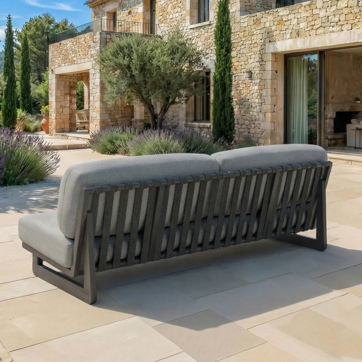 Salon de jardin en aluminium 7 places 6 pcs Long Beach Gris anthracite et gris clair