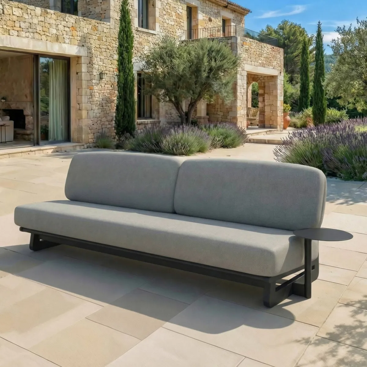 Salon de jardin en aluminium 7 places 6 pcs Long Beach Gris anthracite et taupe