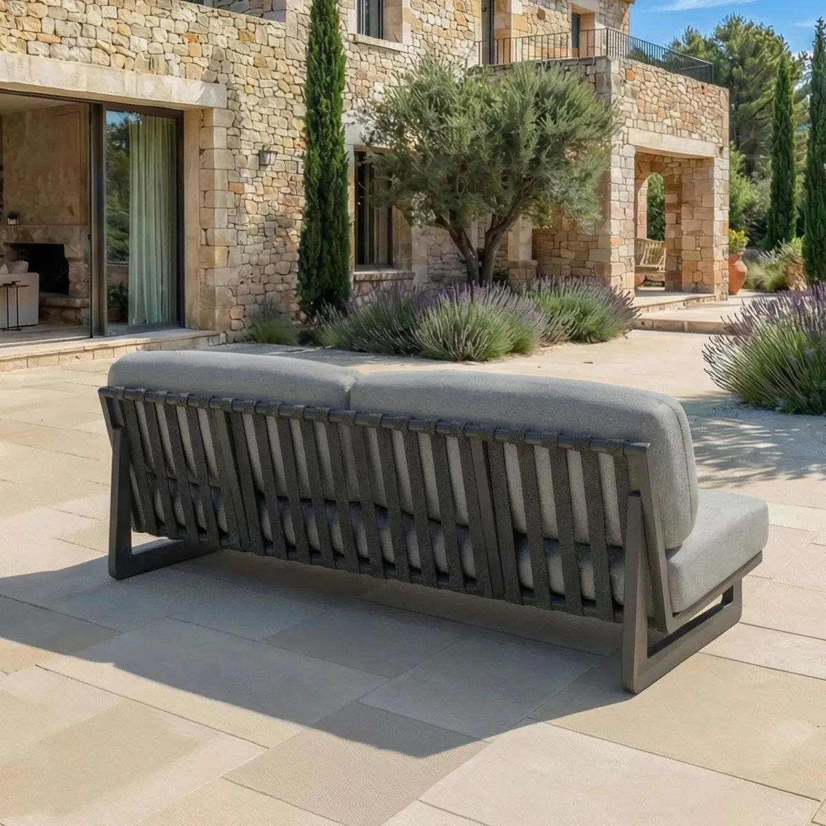 Salon de jardin en aluminium 8 places 6 pcs Long Beach Gris anthracite et taupe