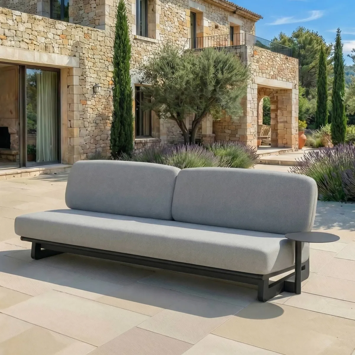 Salon de jardin en aluminium 8 places 6 pcs Long Beach Gris anthracite et gris clair