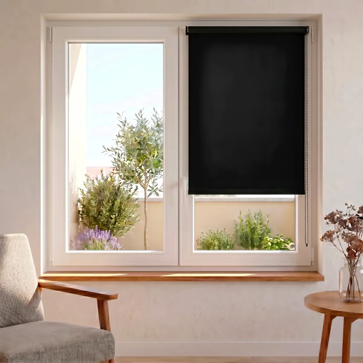 Store enrouleur occultant (60 x 90 cm) Uni Noir