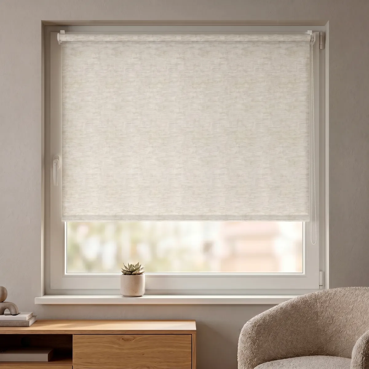 Store enrouleur occultant (75 x 150 cm) Elio Beige chiné
