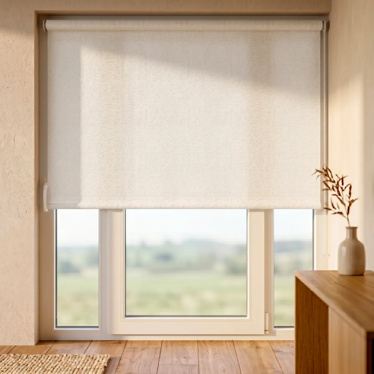 Store enrouleur occultant texturé (180 x 200 cm) Nyx Blanc