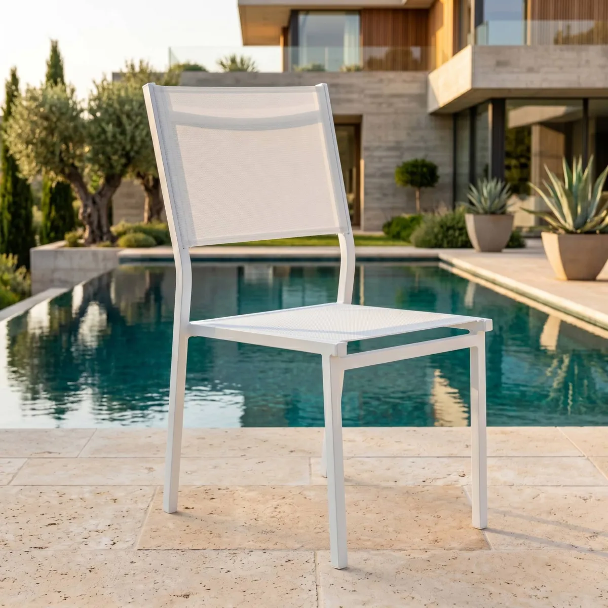 Chaise de jardin alu empilable Murano - Blanche 1