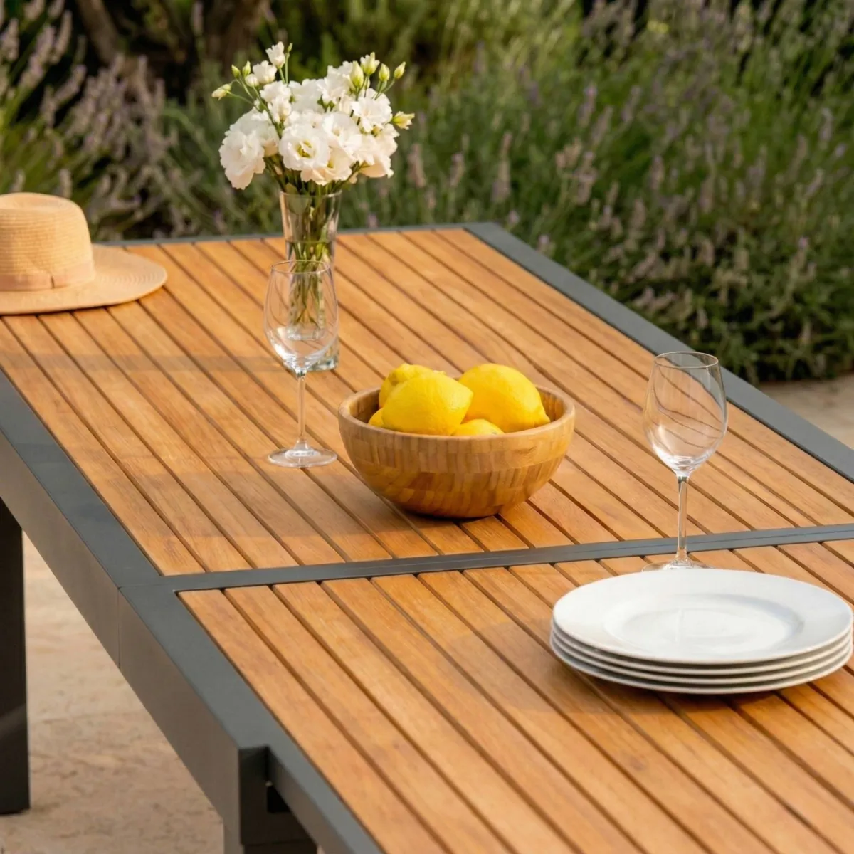 Tavolo da giardino allungabile 10 posti Alluminio effetto legno Murano (270 x 90 cm) - Grigio antracite 2