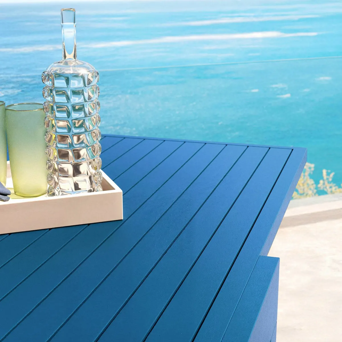 Mesa de jardÃƒÂ­n extensible de aluminio 10 personas (135/270 x 90 cm) Murano Azul