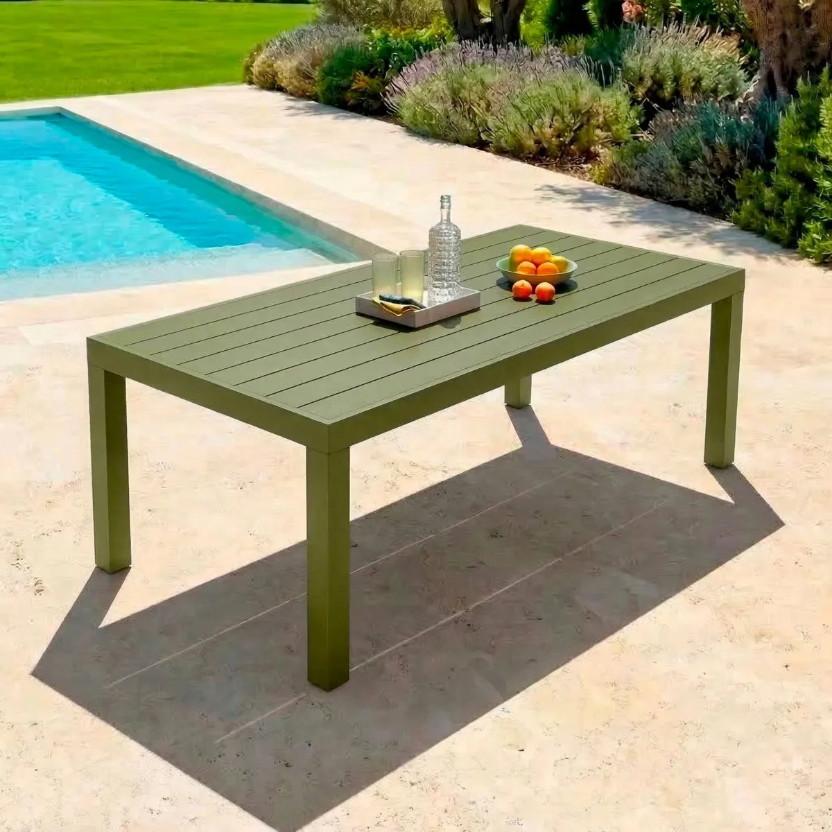 Mesa de jardÃƒÂ­n rectangular de aluminio para 8 personas (210 x 100 cm) Murano Verde