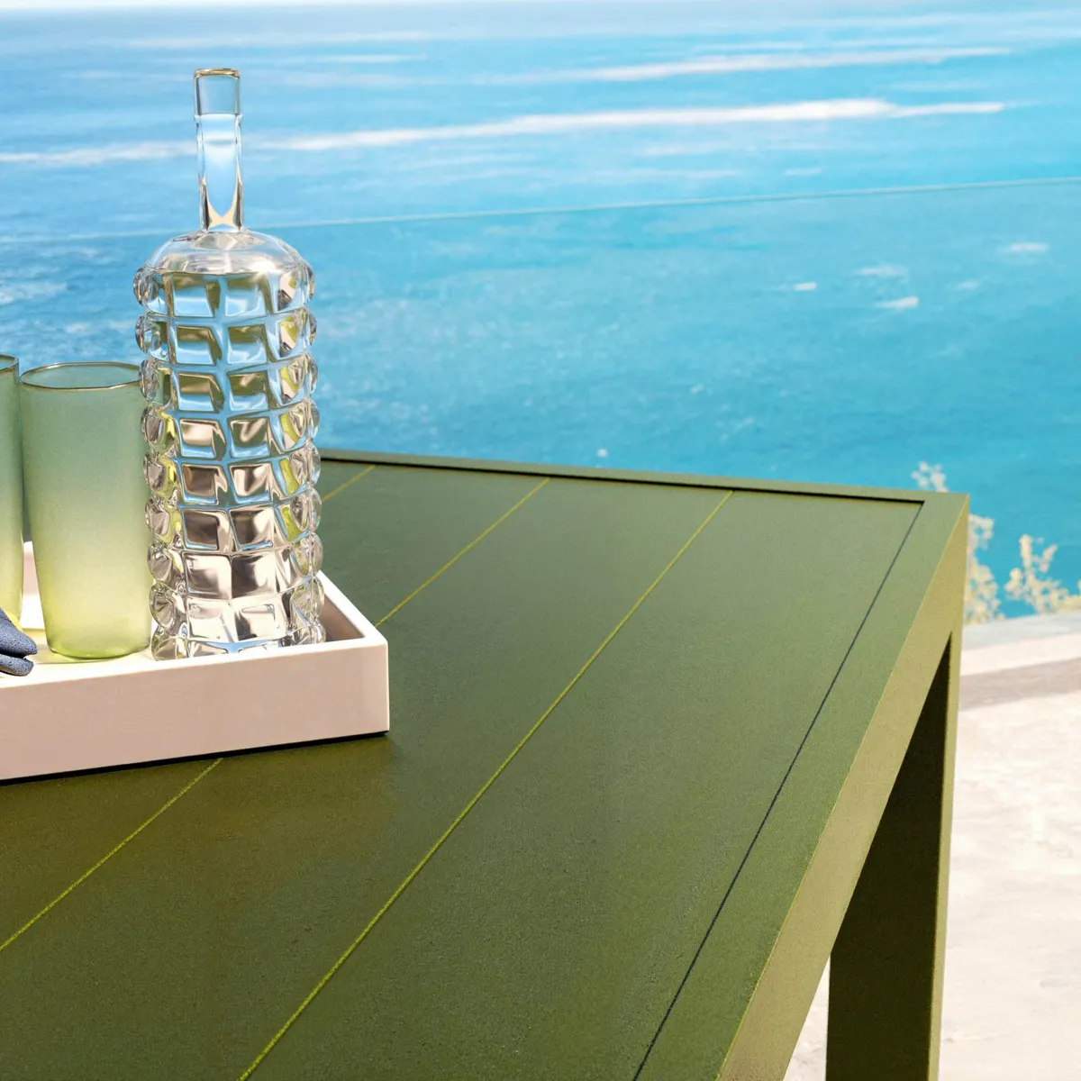 Mesa de jardÃƒÂ­n rectangular de aluminio para 8 personas (210 x 100 cm) Murano Verde