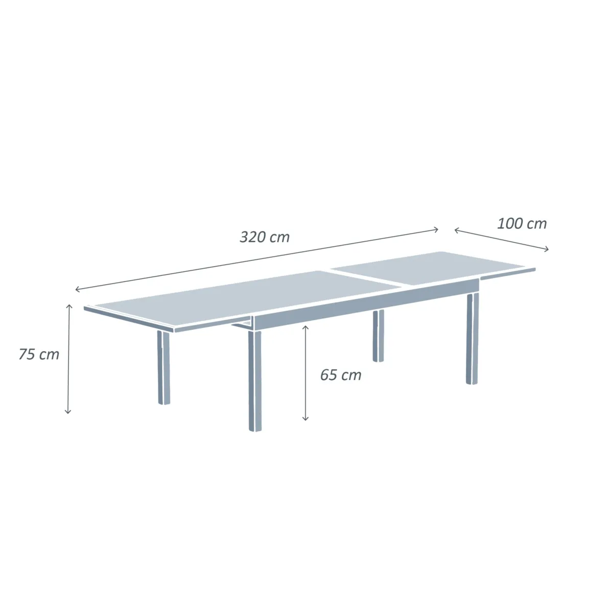 Gartentisch ausziehbar Murano Glas (Bis zu 12 Pers.) - Weiß