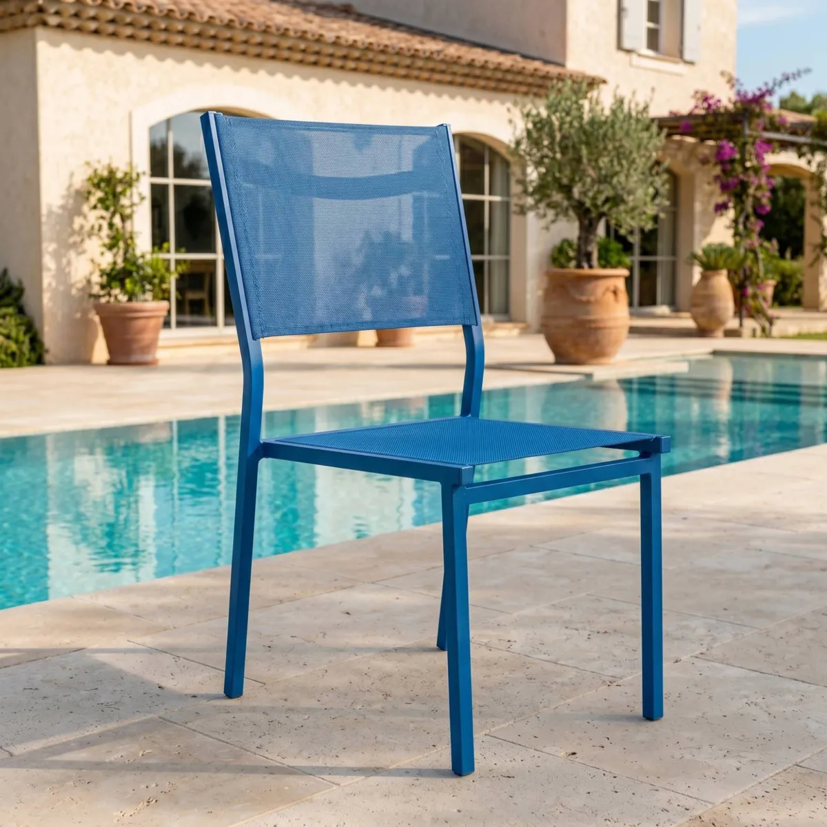 Chaise de jardin aluminium empilable Murano Bleu pétrole