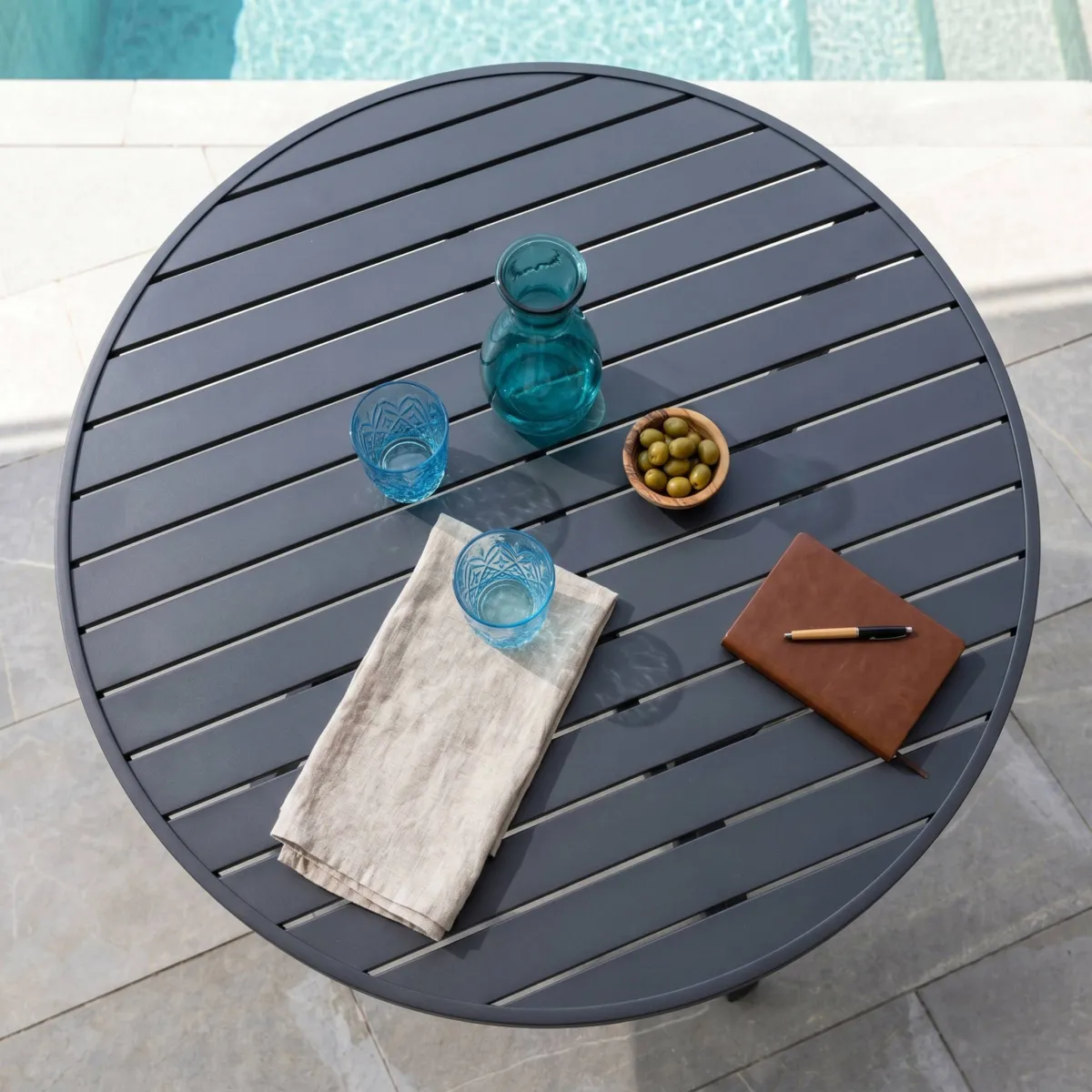 Runder Gartentisch Murano Aluminium (Bis zu 5 Pers.) - Anthrazitgrau 3