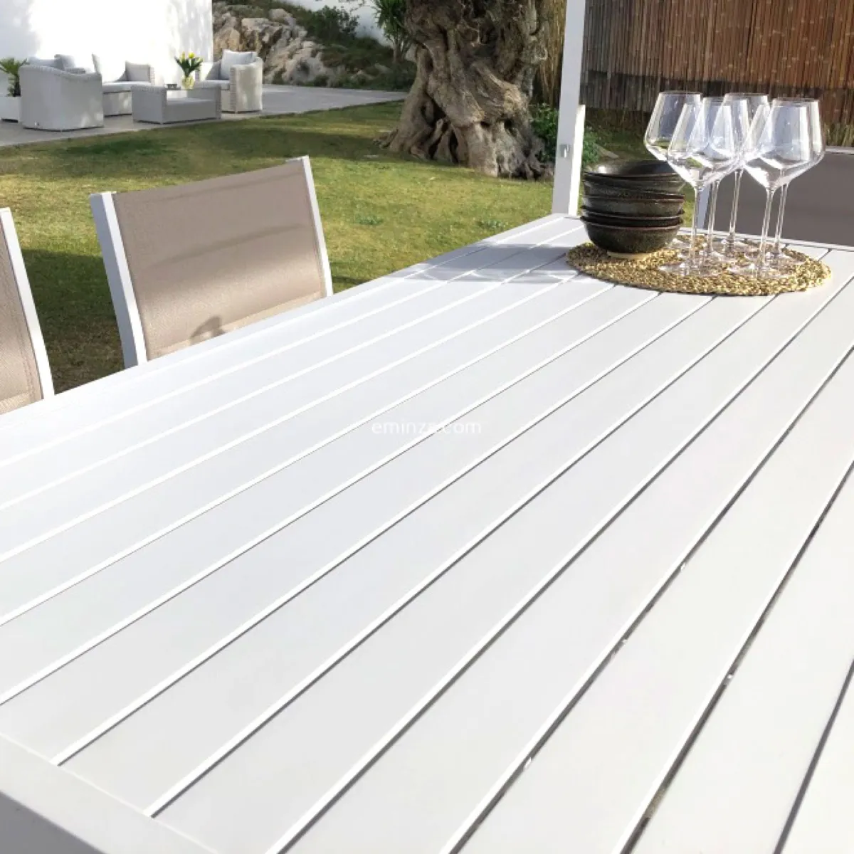 Table Haute 6 places Aluminium Murano - Blanche 3