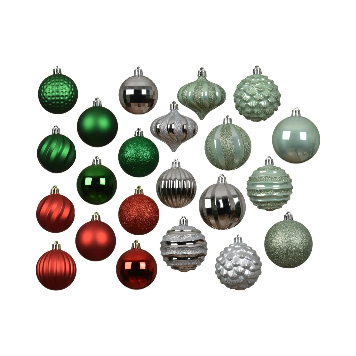 Kit di addobbi natalizi per albero (30 palline) Agéna Verde agrifoglio, menta e argento