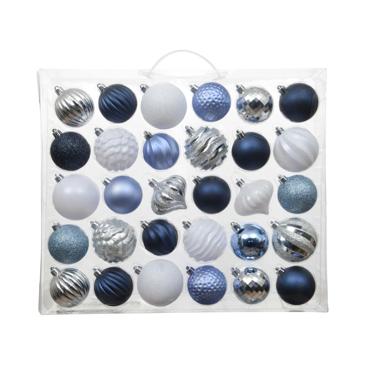 Kit di addobbi natalizi per albero di Natale (30 palline) Agéna Blu notte, bianco e argento