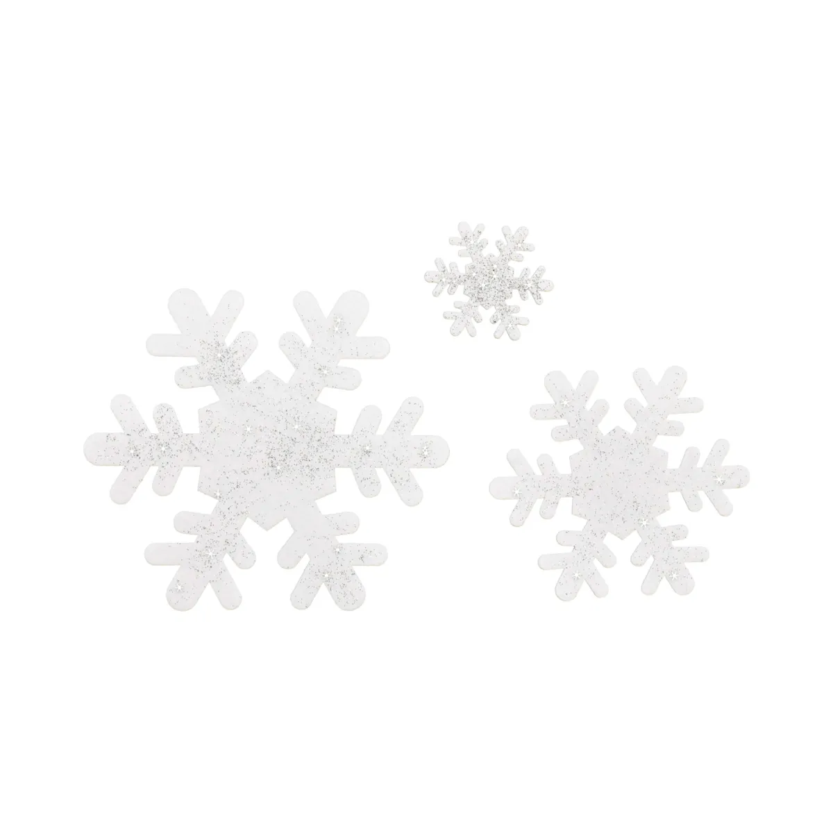 Set di 3 stickers natalizi per finestra (D28 cm) Fiocchi bianchi glitterati