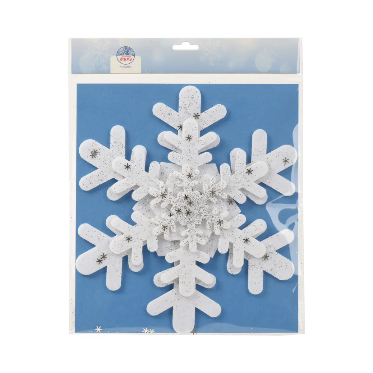 Set di 3 stickers natalizi per finestra (D28 cm) Fiocchi bianchi glitterati