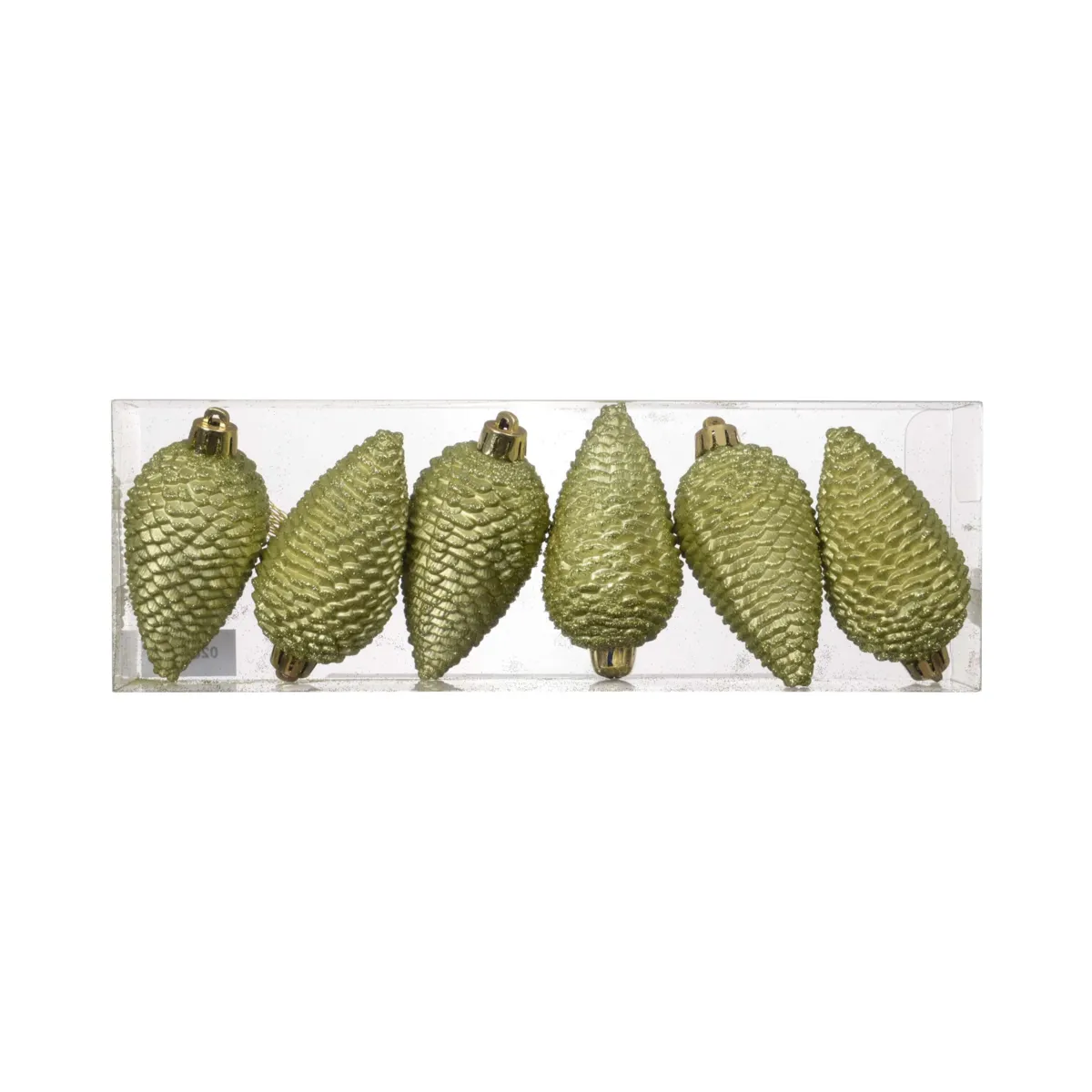 Boite de 6  Pomme de pin polystyrene Pistache chaud D.4.5cm x H.8cm Alpine ou Aravis ?