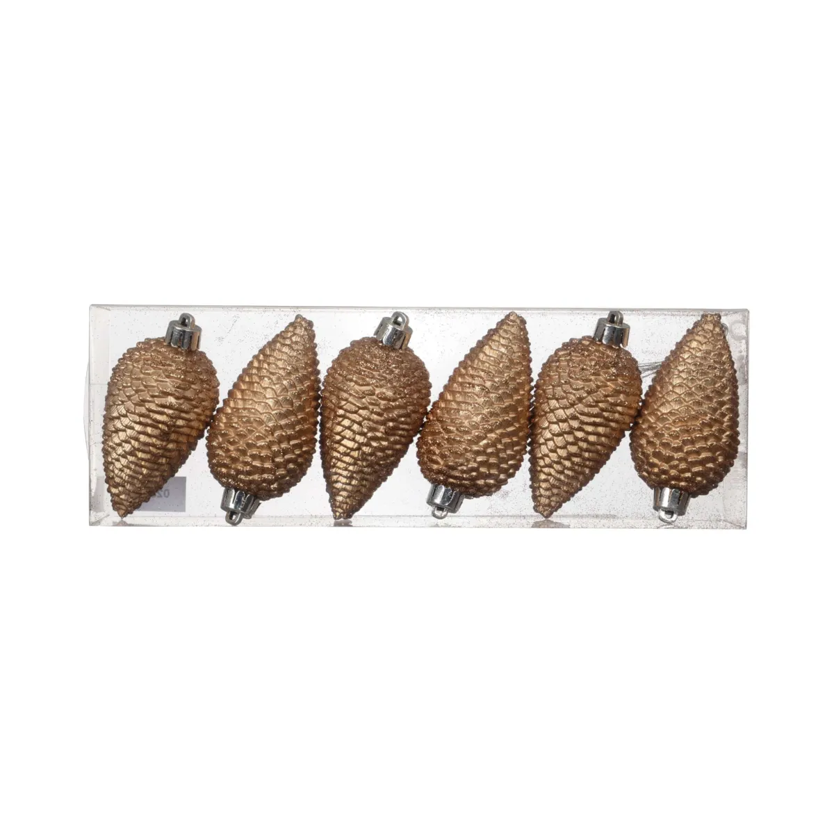 Boite de 6  Pomme de pin polystyrene Caramel brun D.4.5cm x H.8cm Alpine ou Aravis ?