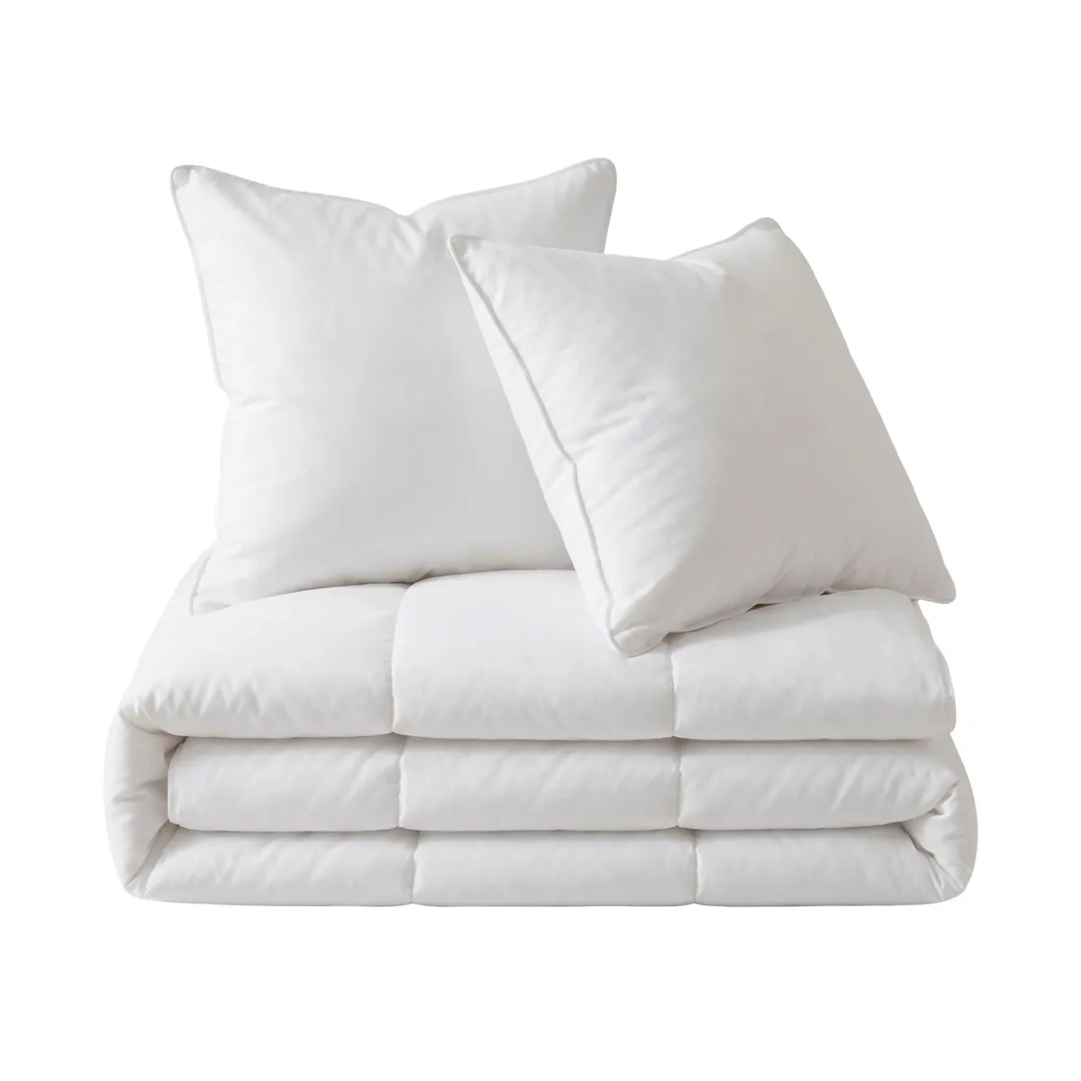 Lot Couette chaude anti-acariens (260 x 240 cm) + 2 Oreillers (60 x 60 cm) Comète Blanche