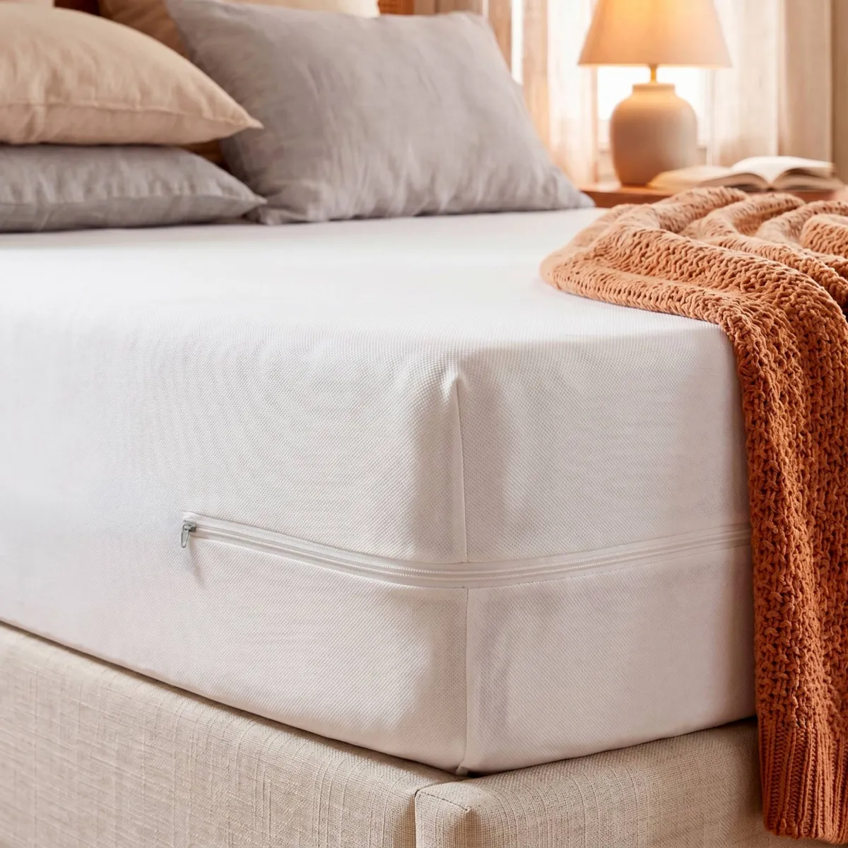 Housse de matelas intégrale anti-punaises de lit (160 cm) Ombeline Blanche 2