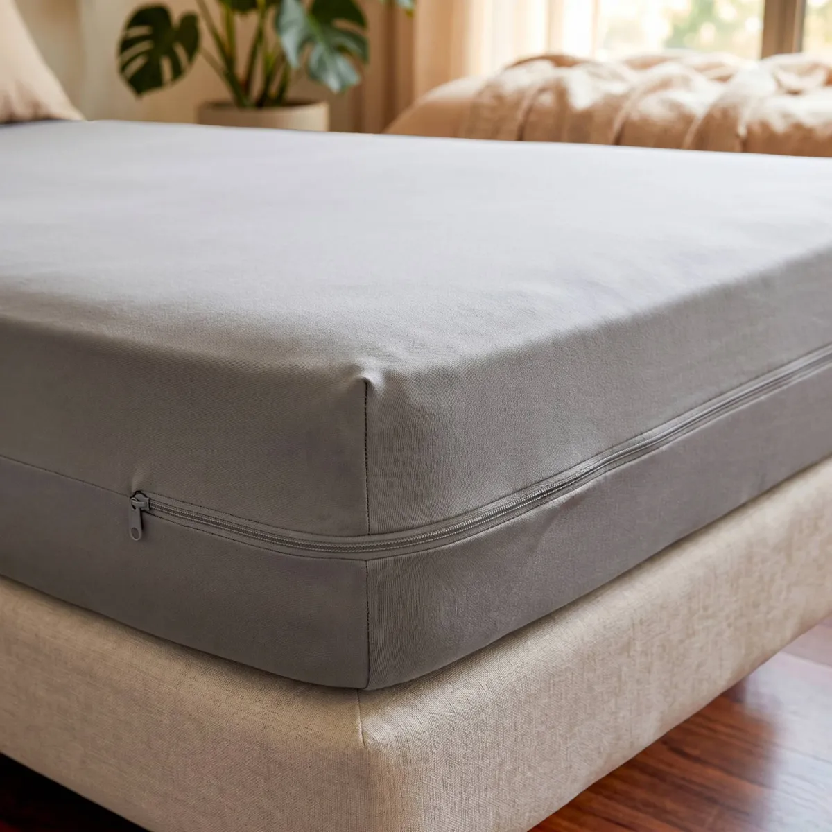 Housse de matelas intégrale (140 cm) Emeline Gris clair 2