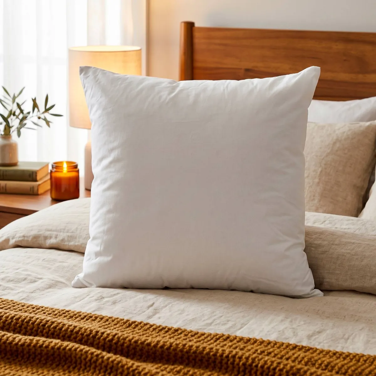 Cuscino letto quadrato (60 cm) Cotone bio Bianco 1