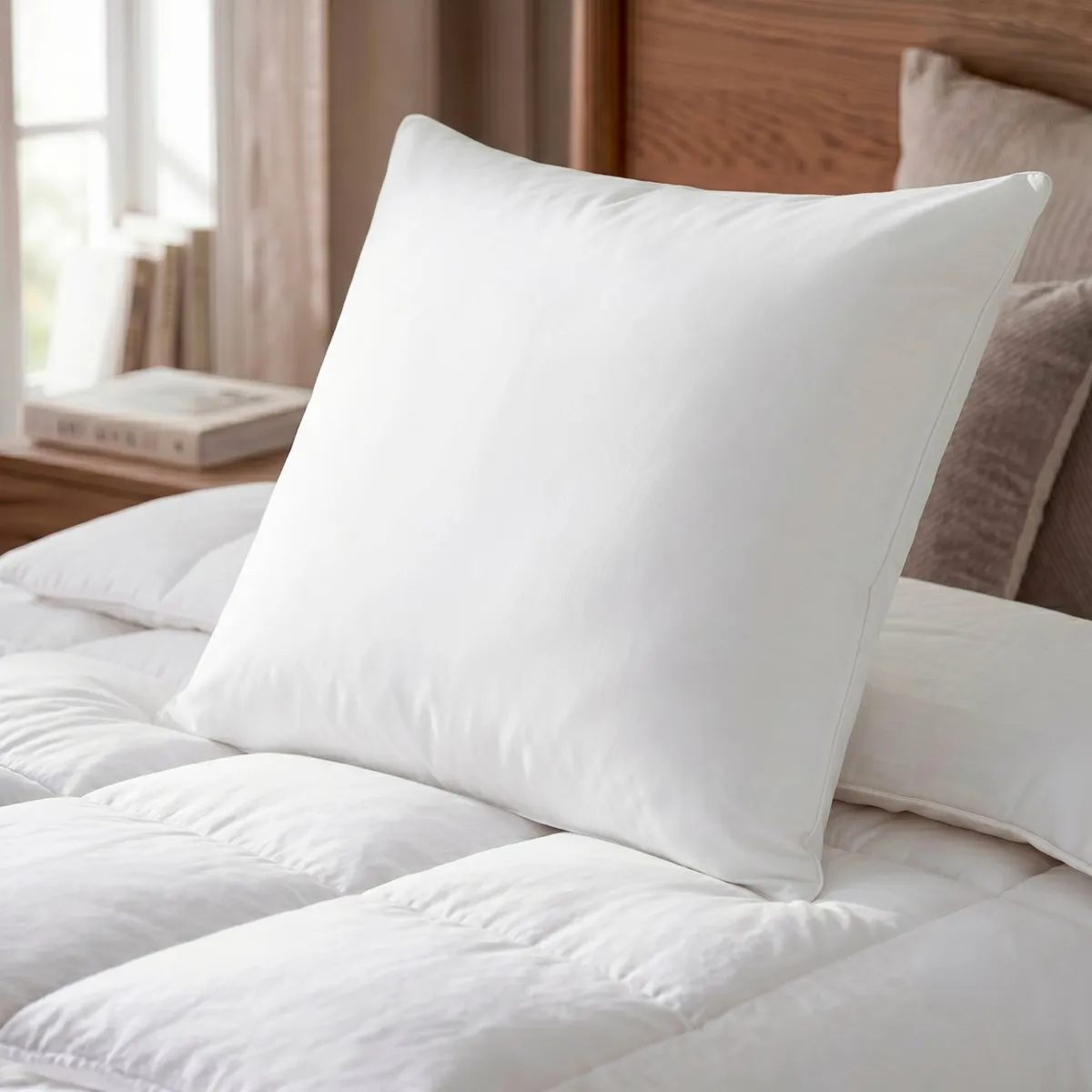 Set di 2 cuscini letto quadrati (60 cm) Moelleux Antiacaro Bianco 1