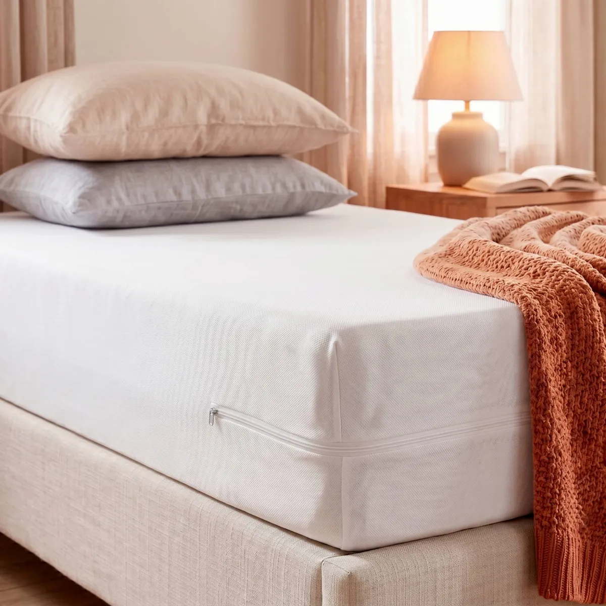 Housse de matelas intégrale anti-punaises de lit (90 cm) Ombeline Blanche 2