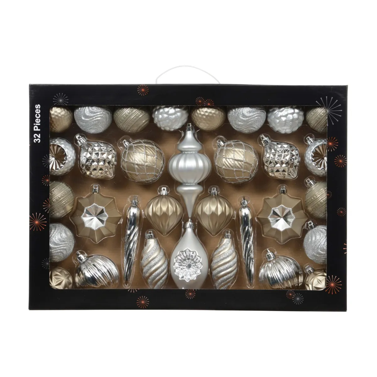 Kit di addobbi natalizi per albero (32 pezzi) Armonia Argento